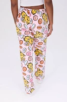 Garfield Printed Plush Pajama Bottoms - Light Pink /