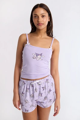 Kuromi 2-Piece Pajama Tank Top & Shorts Set - Lilac /