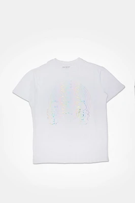 Womens Care Bears Rainbow Foil Boyfriend Tee - White /