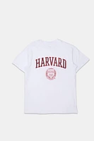 Womens Harvard Flocking BF Tee - White /