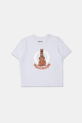 Womens Scooby-Doo Foil Baby Tee - White /