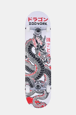 Zoo York Dragon Print Skateboard 8" - White /