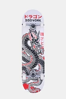 Zoo York Dragon Print Skateboard 8" - White /