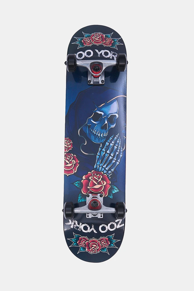 Zoo York Skeleton & Roses Skateboard 7.75" - Black / 7.75