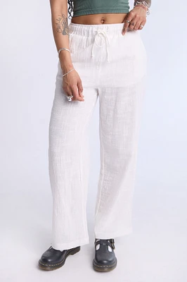 Cotton Gauze Wide Leg Pant - /
