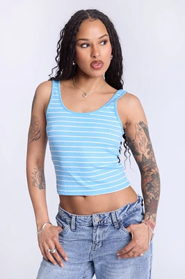 Striped Scoop Neck Tank Top - /