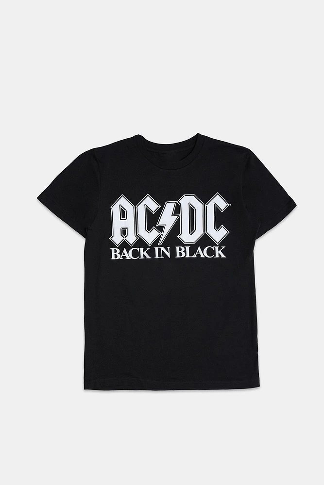 Mens AC/DC Back Black Graphic T-Shirt - /