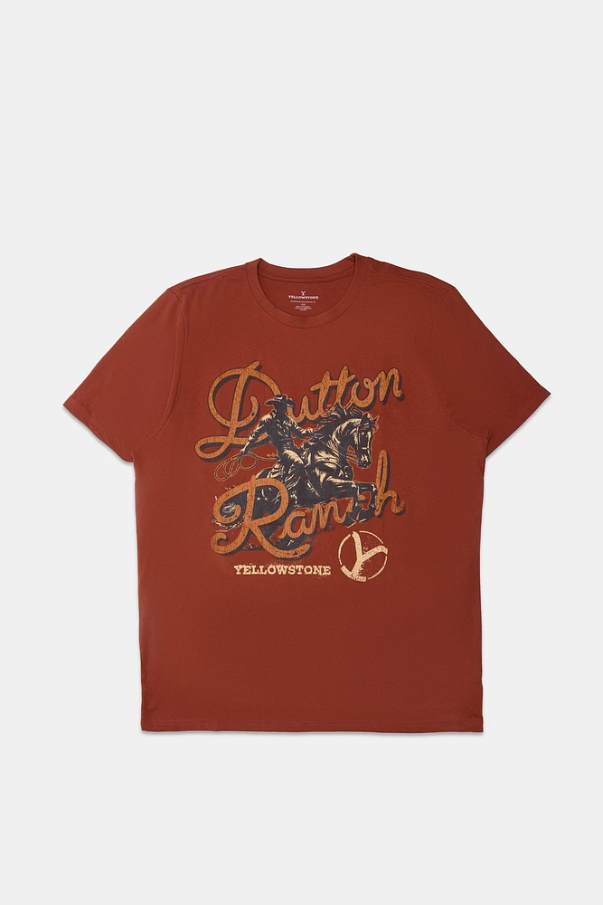 Mens Yellowstone Dutton Ranch T-Shirt - Brown /