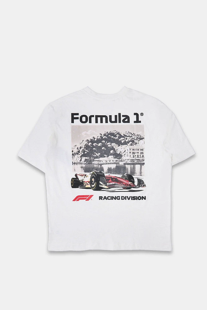 Mens F1 Racing Division Graphic T-Shirt - Cream /