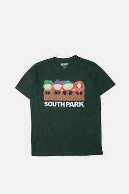 Mens South Park Couch Graphic T-Shirt - Dark Green /