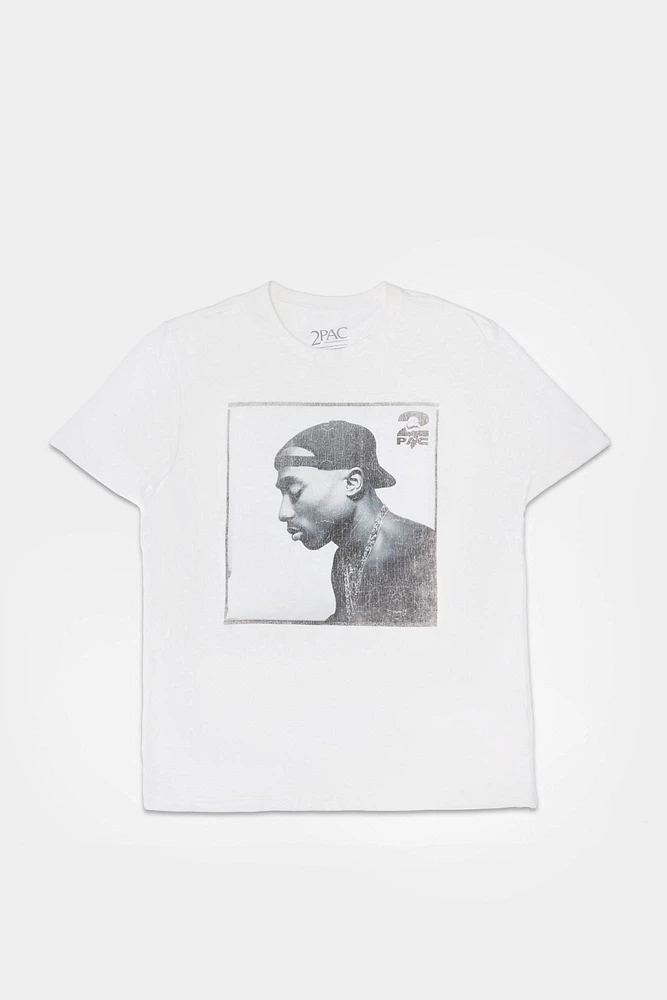 Mens Tupac Portrait T-Shirt - White /