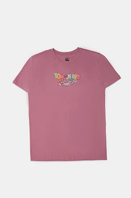 Mens Tom and Jerry Graphic T-Shirt - Rose /