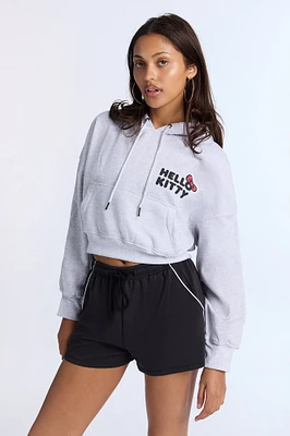Hello Kitty Graphic Copped Hoodie - Heather Grey /