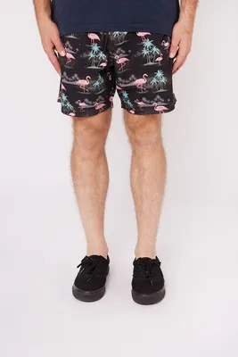Zoo York Mens Flamingo Print Beach Shorts - /