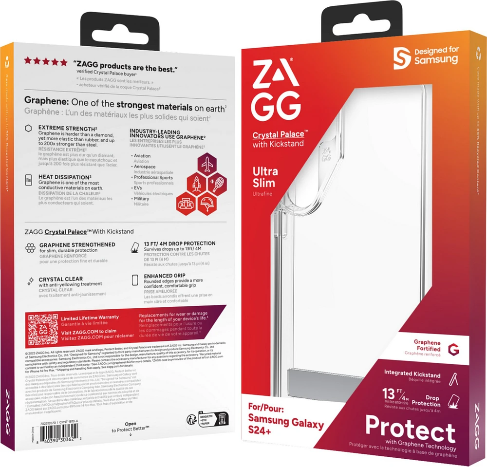 Étui Crystal Palace de ZAGG (GEAR4) avec béquille pour Samsung Galaxy S24+ 5G