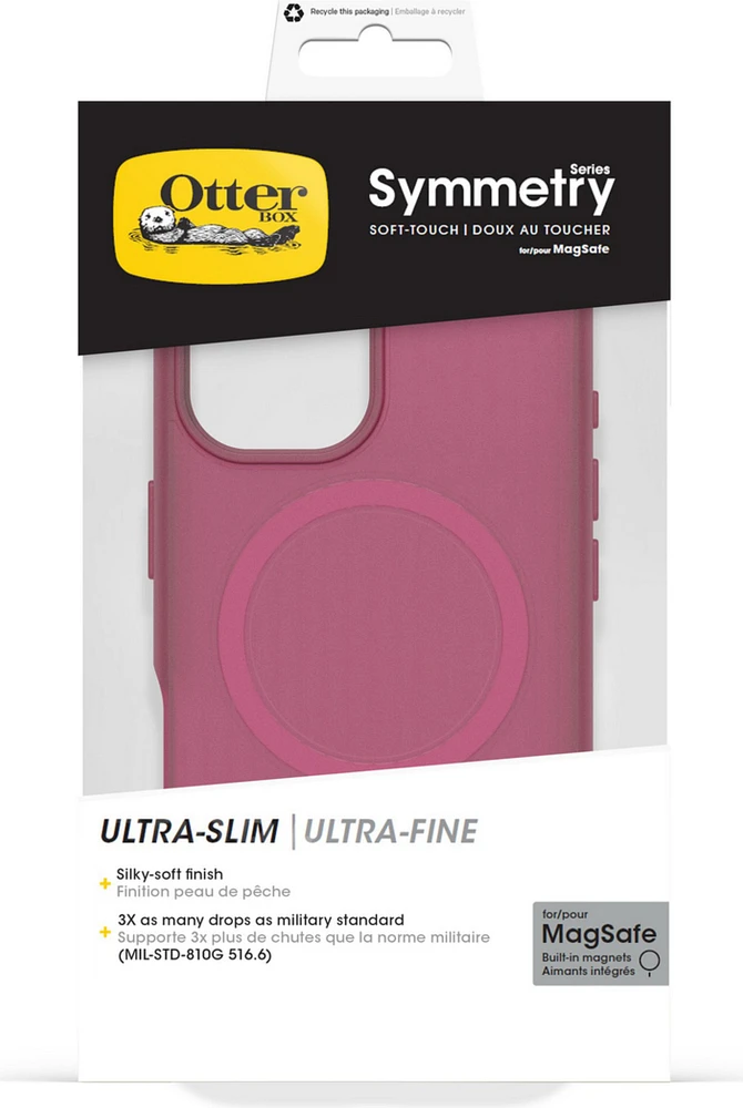 iPhone 16 Otterbox Symmetry Soft Touch w/ MagSafe Series Case - Pink - Glass Heart