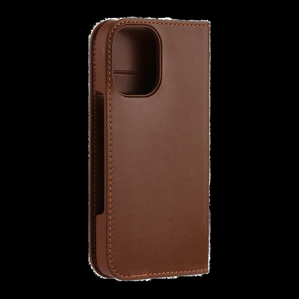 iPhone 16 Coach Leather Folio Case - Hazelnut