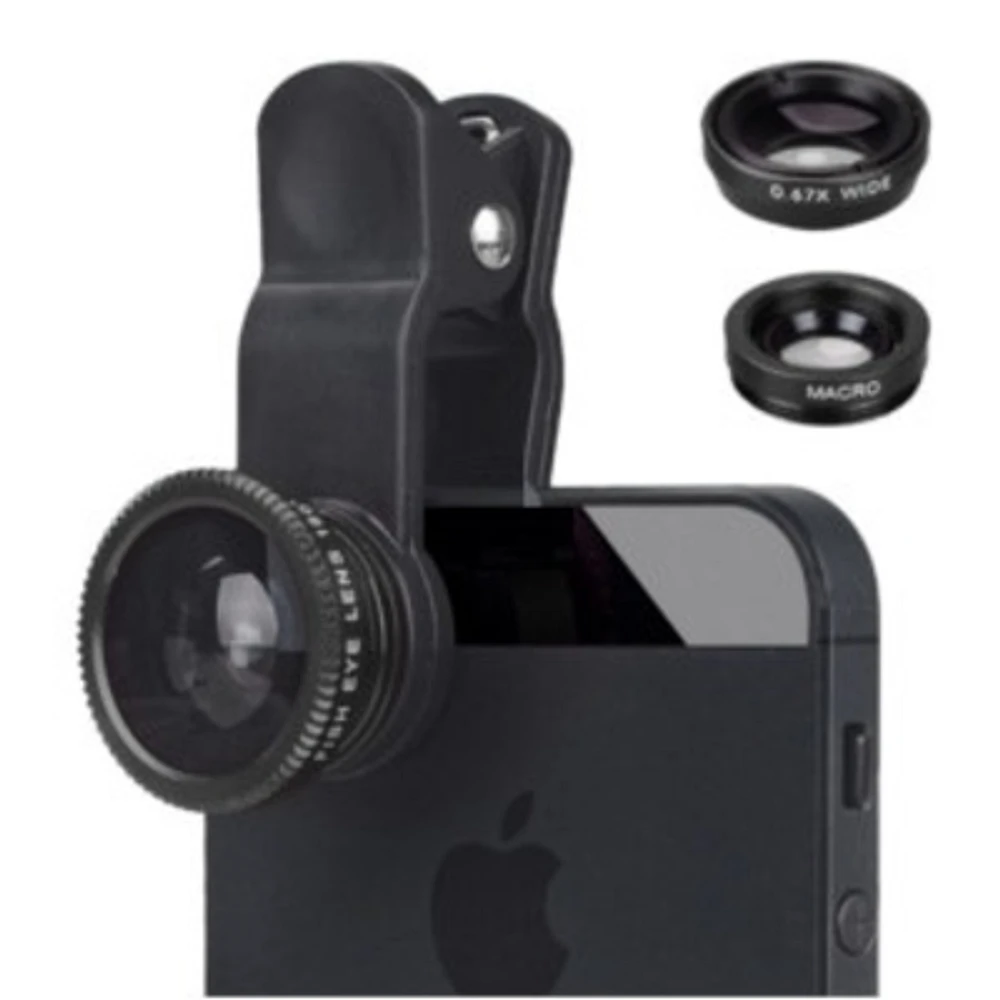 Objectif clip universel IQ 3-en-1 - Fisheye, macro 10X et grand-angle