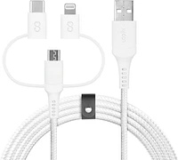 LOGiiX 3 in 1 Multi Cable 1.5M USB-A to Micro/USB-C/Lightning - White