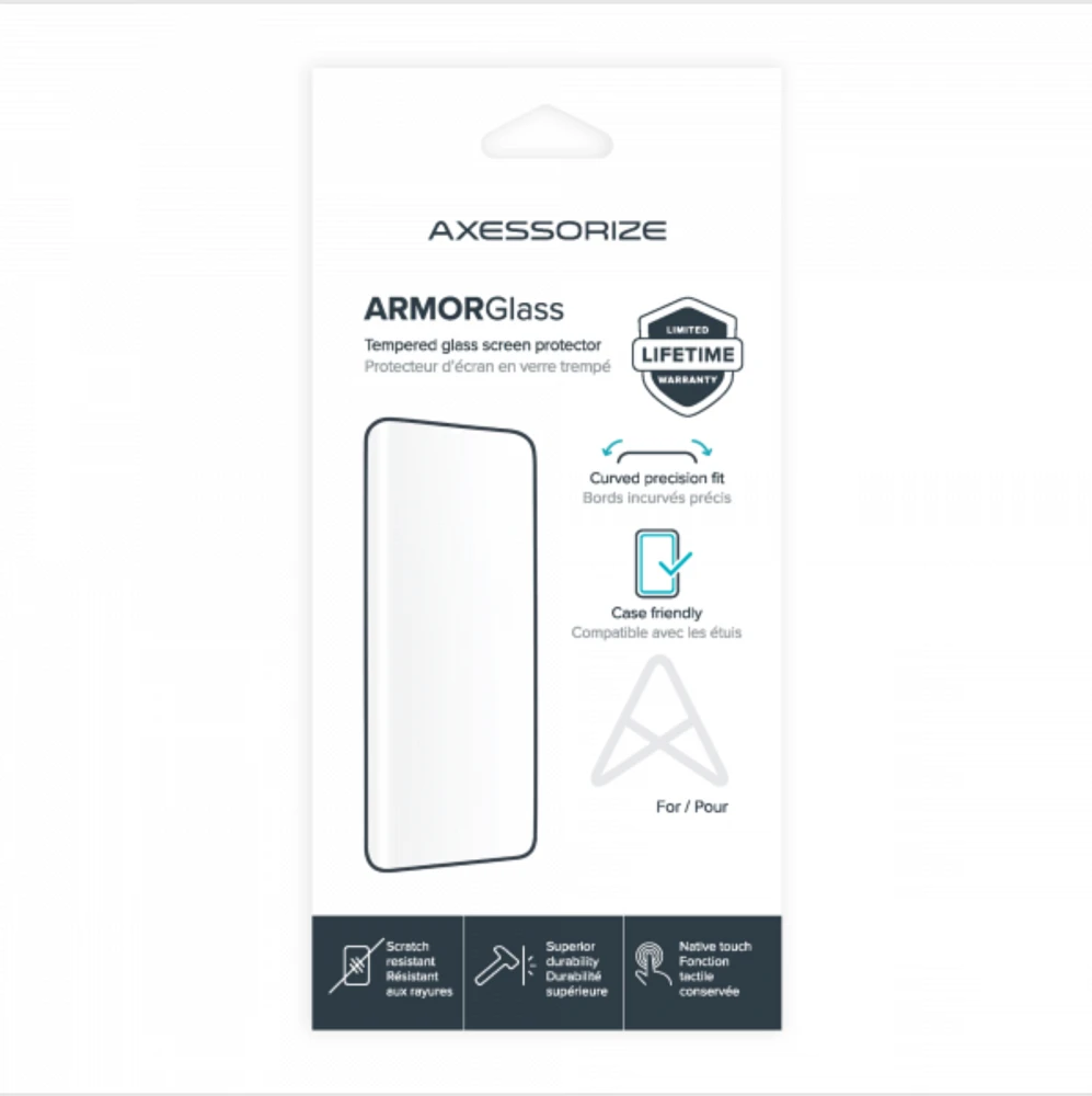 Axessorize ARMORGlass Protecteur d'écran courbé pour Samsung Galaxy S22 Ultra