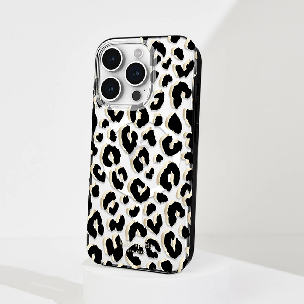 iPhone 15 Pro Kate Spade Protective Hardshell MagSafe Case - City Leopard