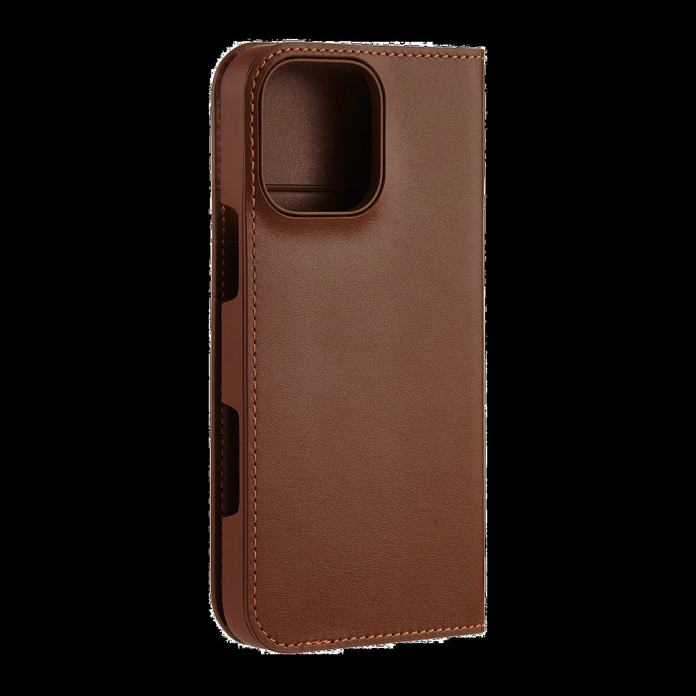 iPhone 16 Pro Max Coach Leather Folio Case - Hazelnut