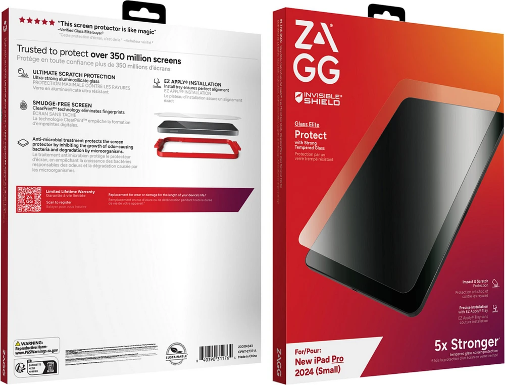 iPad Pro 2024 ZAGG InvisibleShield Glass Elite Screen Protector