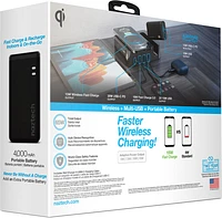 Naztech station de chargement Ultimate à prise murale et à port USB-C dotée de l'AFC et intégrant la technologie Qi de 65 W avec chargeur portatif de 4 000 mAh