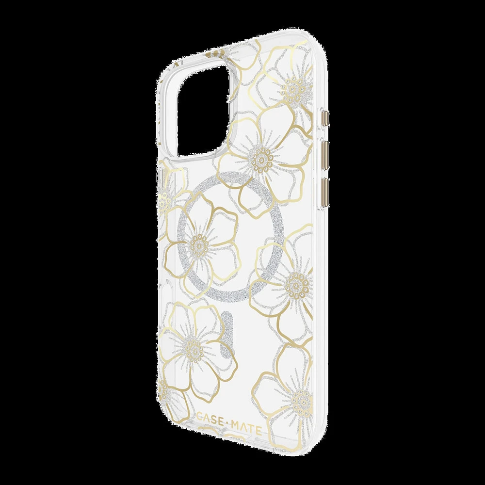 iPhone 16 Pro Max Case-Mate Floral Gems MagSafe Case - Gold