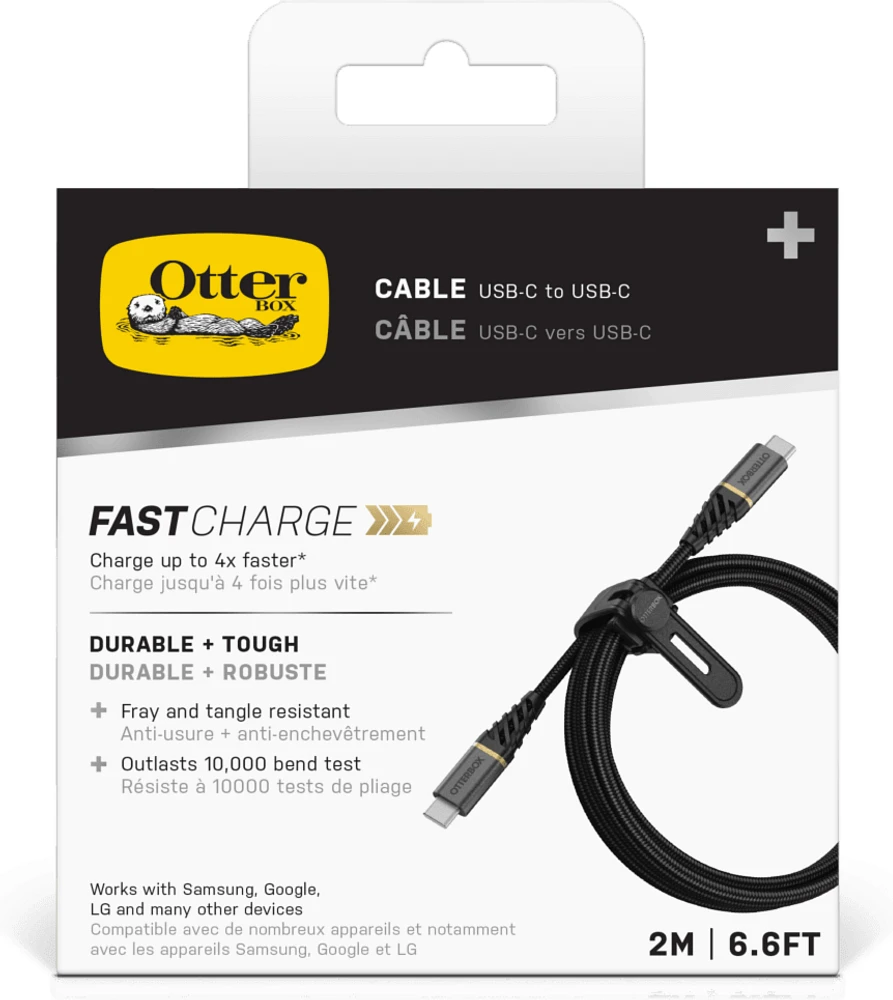 OtterBox 7880977 Câble de Charge/Sync Premium USB-C vers USB-C 6 pieds Noir