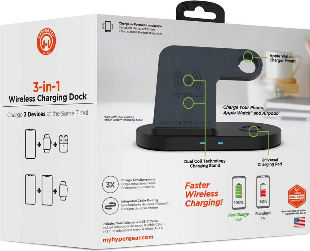 Hypergear 15W 3-in-1 Wireless Charging Dock