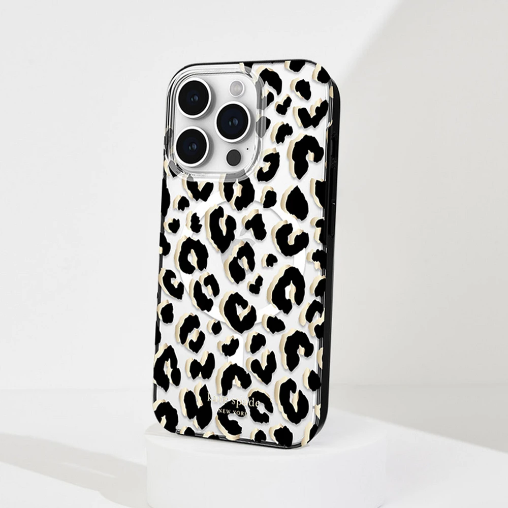 Kate Spade KS052624 Étui de Protection pour MagSafe City Leopard Noir pour iPhone 15 Pro Max