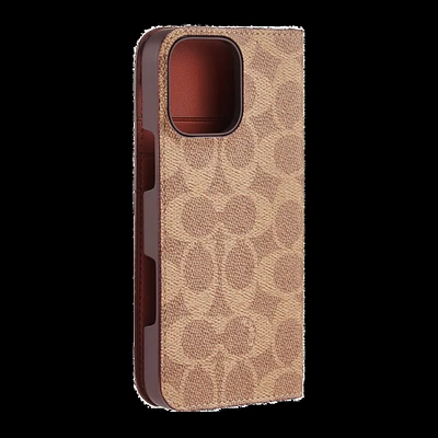 iPhone 16 Pro Max Coach Folio Signature C Case - Tan
