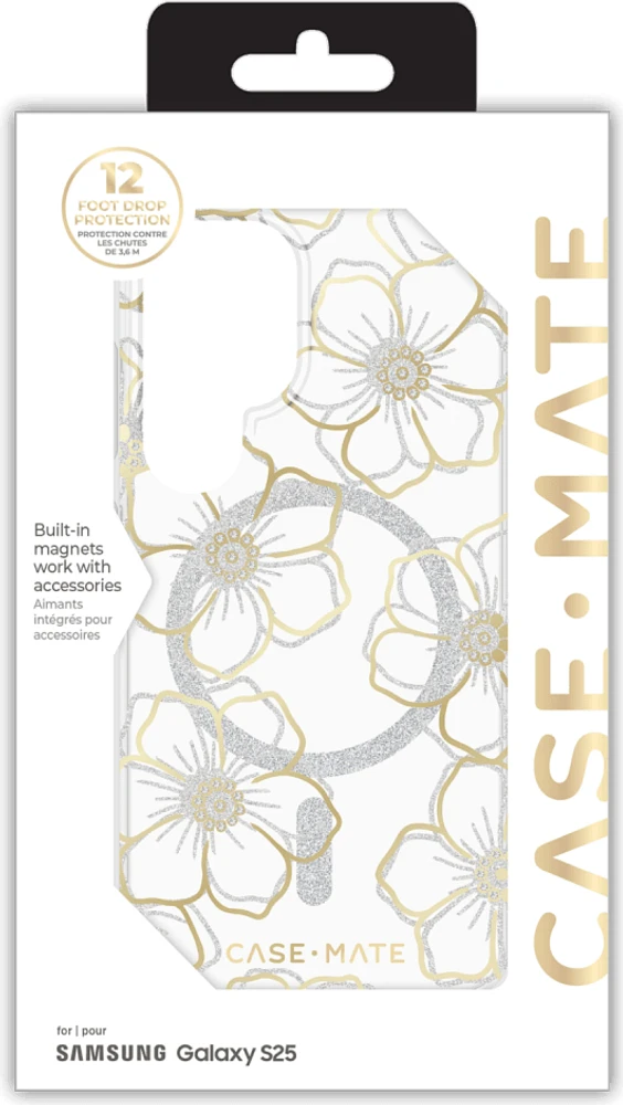 Samsung Galaxy S25 Case-Mate Floral Gems Case w/Magnets - Gold