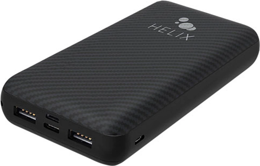 Helix TurboVolt+ 20,000 mAh Power Bank with USB-A & USB-C Ports - Black