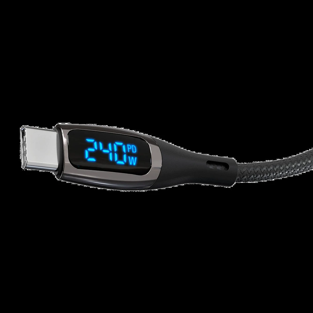 Naztech ft DigiWATT 240W USB-C to USB-C Digital Fast Charge Cable with LED Power Display