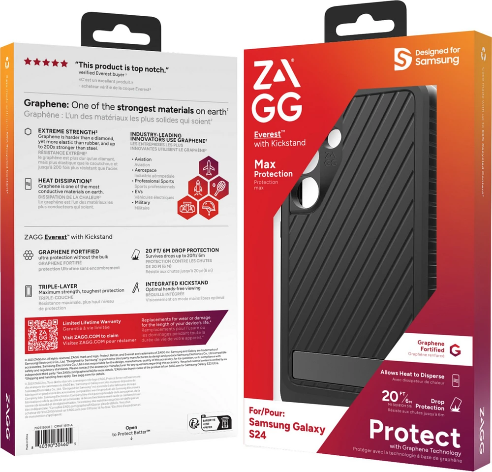 tui Everest de ZAGG (GEAR4) avec béquille pour Samsung Galaxy S24 5G