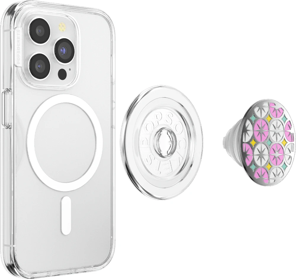 PopSockets 807477 PopGrip pour MagSafe Rond avec Anneau Adaptateur Enamel Atomic Wallpaper