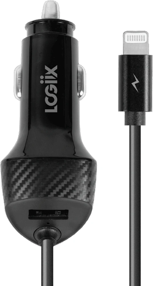 LOGiiX Power Lite Jolt Chargeur Auto avec Lightning 25W (2023) - Noir