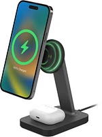 mophie - Snap Plus 2 in 1 Wireless Charging Stand and Pad 15W - Black