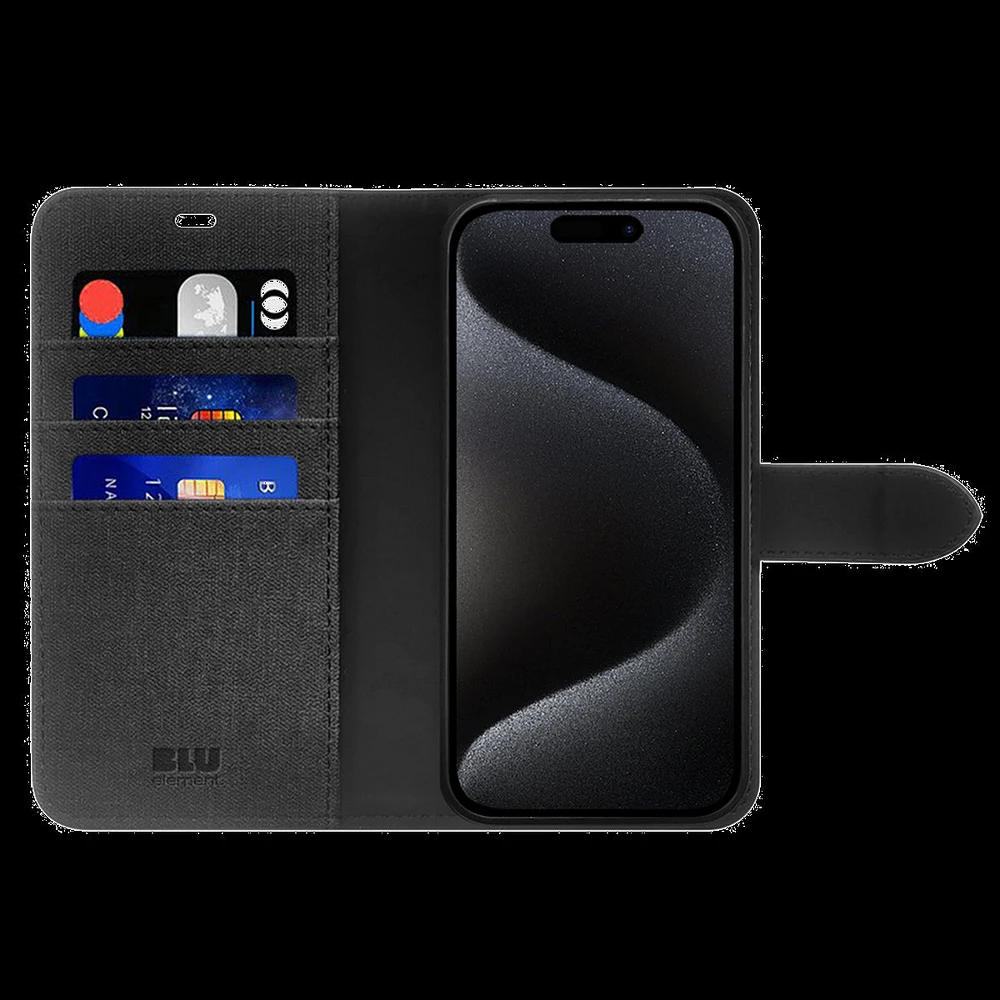 Blu Element BEF2NMG116B2 Étui Folio 2 in 1 avec MagSafe Noir pour iPhone 16 Plus