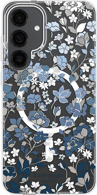 Protective Case Compatible w/MagSafe Flowerbed Blue with Gems for Samsung Galaxy S25+