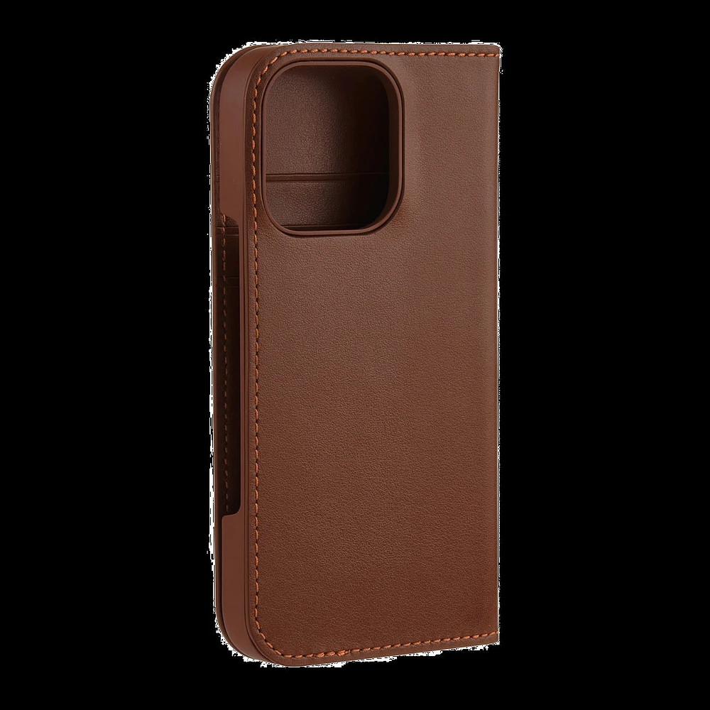 iPhone 16 Pro Coach Leather Folio Case - Hazelnut