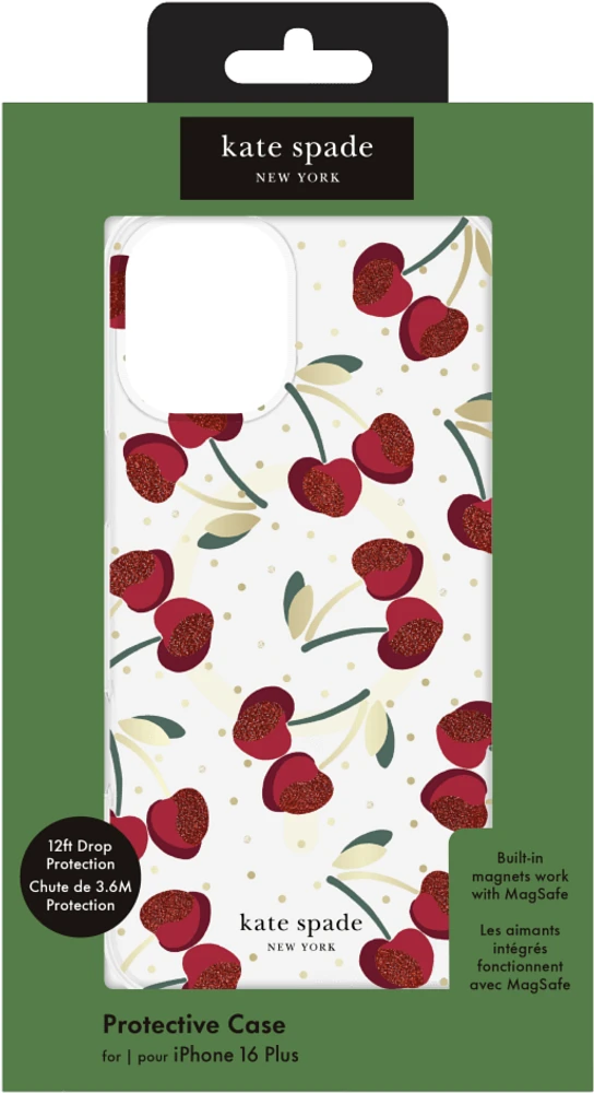 Kate Spade KS054388 Étui de Protective avec MagSafe Cherry Dot pour iPhone 16 Plus