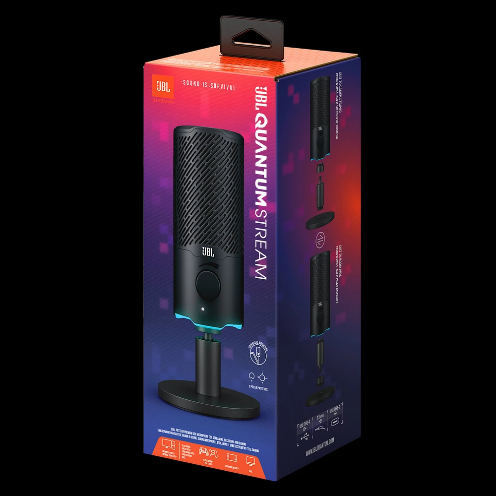 Jbl - Quantum Stream Dual Pattern Usb Microphone - Black