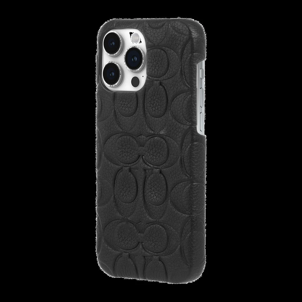 iPhone 15 Pro Max Coach Leather Slim Wrap Signature C Case - Black Emboss