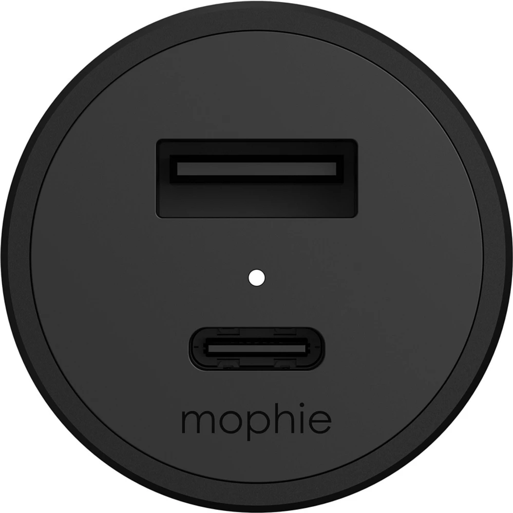 Chargeur de voiturede de 60 W avec deux ports USB-C PD de Mophie, noir