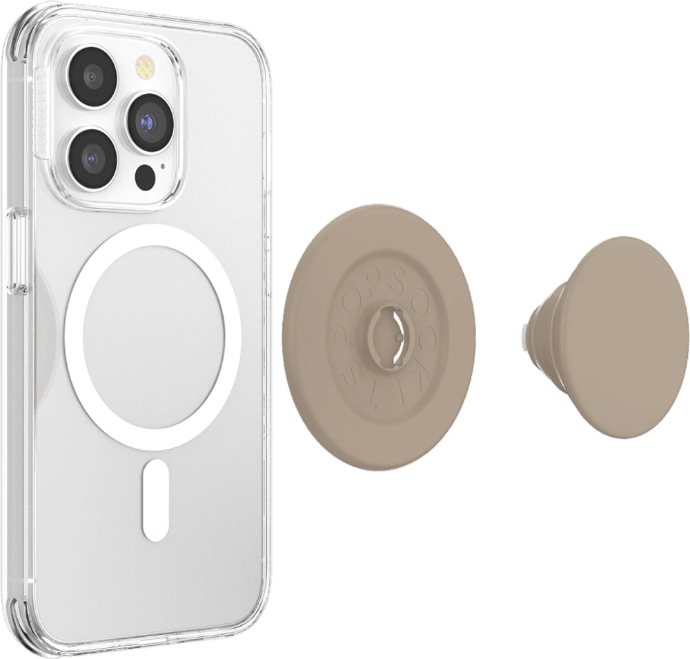 PopSockets 807491 PopGrip pour MagSafe Rond avec Anneau Adaptateur Soft Touch Latte
