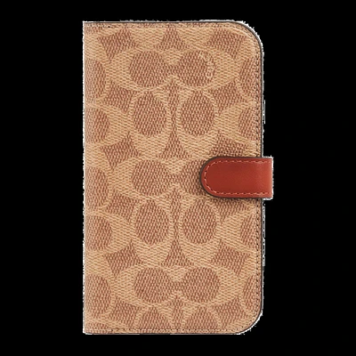iPhone 15/14/13 Coach Folio Signature C Case - Tan