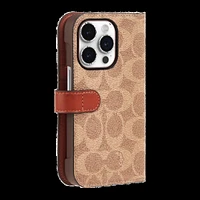 iPhone 15 Pro Coach Folio Signature C Case - Tan
